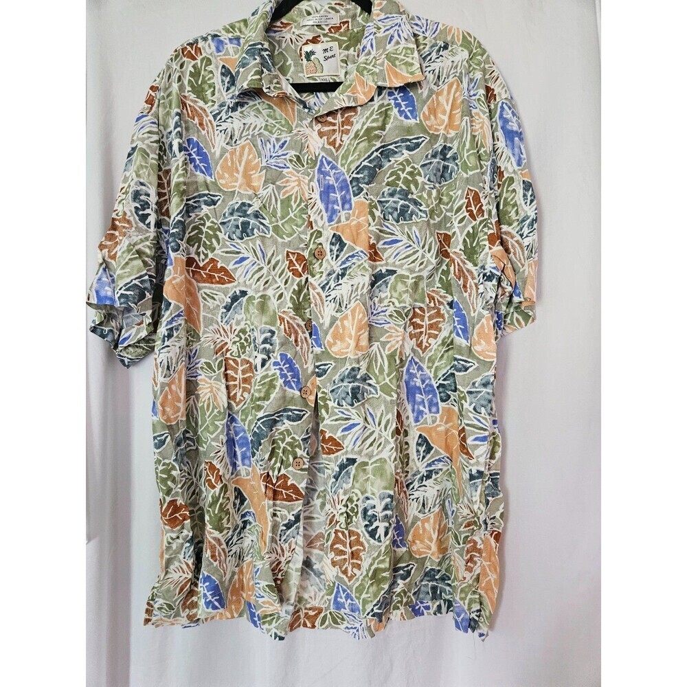 M.E Sport Hawaiian Shirt Mens XXL Palm LeavesCasual  short sleeve buttons pocket